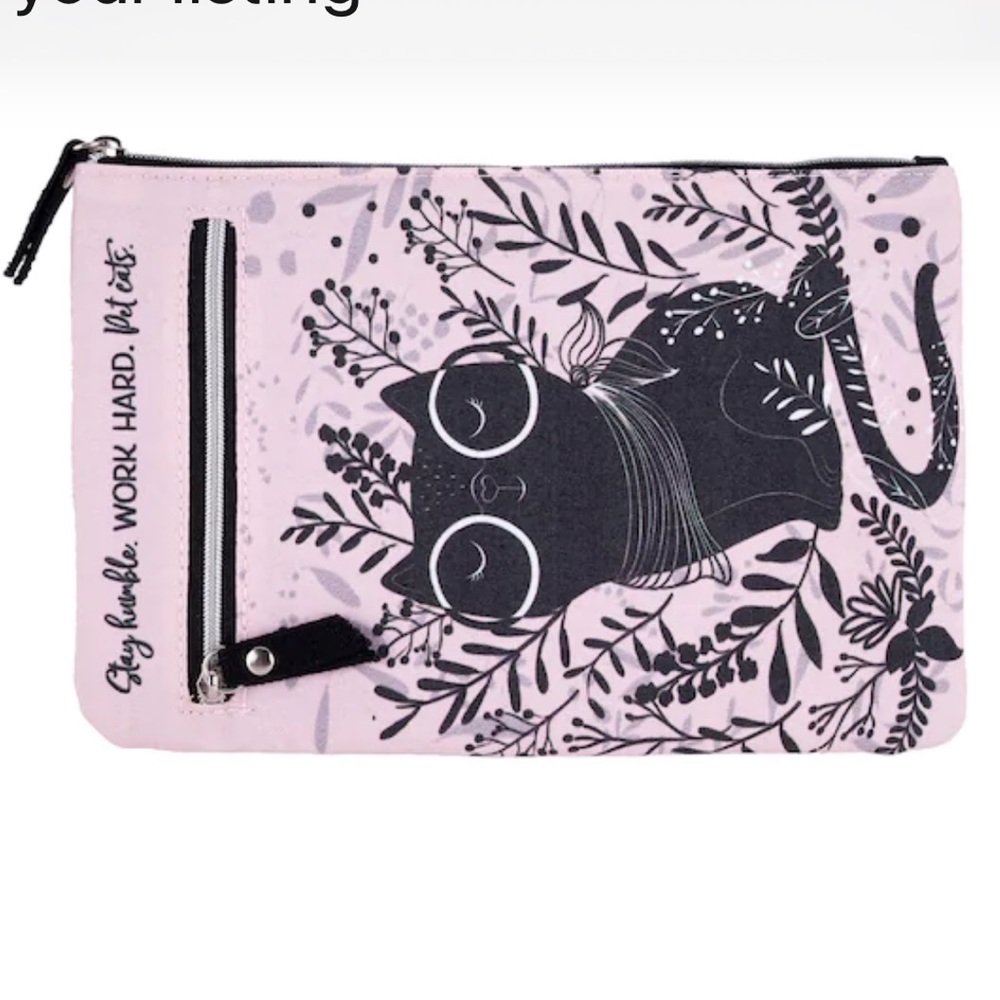 Pink/Black Cat Pencil Pouch